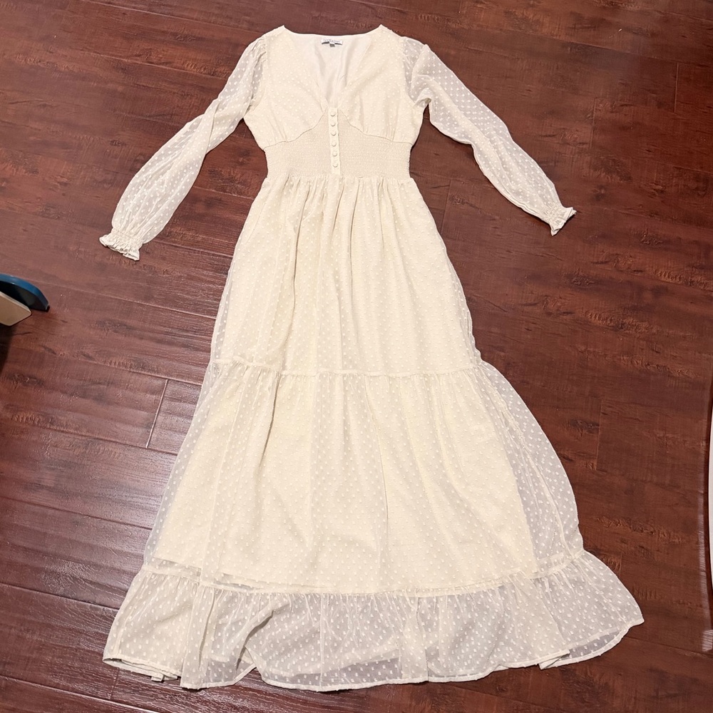 Patrons of Peace Maxi Dress with Sheer Long Sleeves